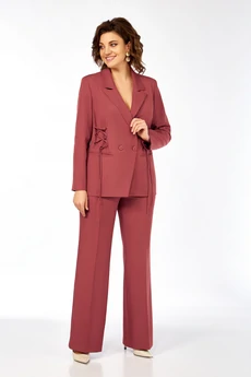 Костюм брючный 998 приглушенный коралловый Ольга Стиль
