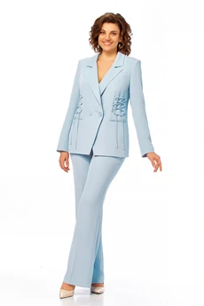 Костюм брючный 998 голубой Ольга Стиль