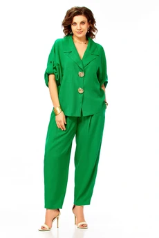 Костюм брючный 1013 зеленый Ольга Стиль