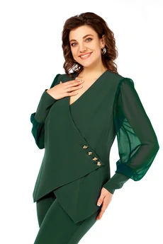 Костюм брючный 967 зеленый Ольга Стиль