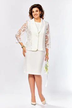 Костюм с платьем 997 белое молоко Ольга Стиль