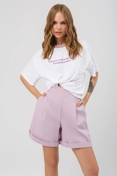 Костюм с шортами 3170 белый + лавандовый Pirs