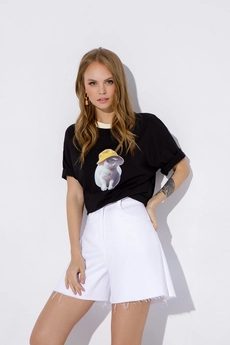 Костюм с шортами 3995 черный кот + белый Pirs