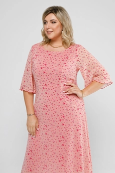 Костюм с платьем 2032 коралл + персик + цветы Pretty