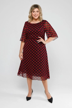 Костюм с платьем 2032 красный + черный + горох Pretty