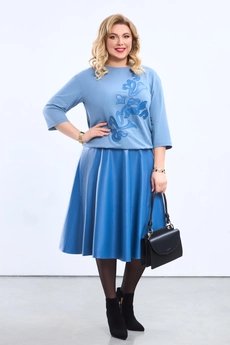 Костюм с юбкой 2174 голубой Pretty