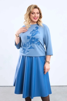 Костюм с юбкой 2174 голубой Pretty