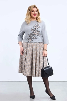 Костюм с юбкой 2174 светло-серый Pretty