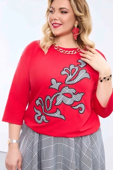 Костюм с юбкой 2174 красный + черно-белая клетка Pretty