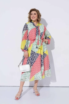 Костюм с платьем 2203 белый + дизайн пэчворк Pretty