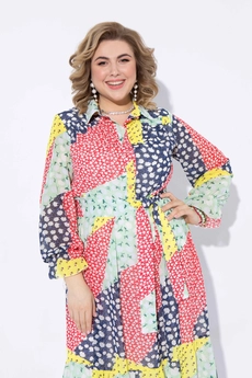 Костюм с платьем 2226 цветной дизайн + молочный Pretty