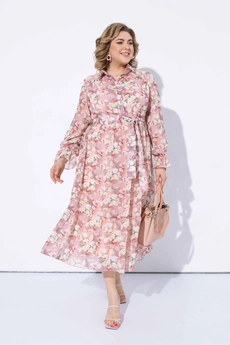 Костюм с платьем 2226 розовый с цветочным рисунком + хаки Pretty
