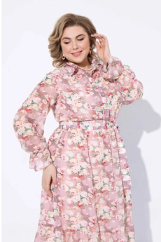 Костюм с платьем 2226 розовый с цветочным рисунком + хаки Pretty