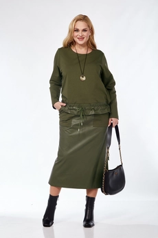 Костюм с юбкой 5108 хаки Pretty