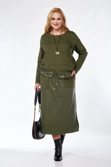 Костюм с юбкой 5108 хаки Pretty