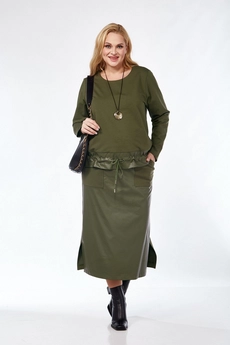 Костюм с юбкой 5108 хаки Pretty