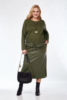Костюм с юбкой 5108 хаки Pretty
