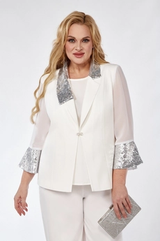 Костюм брючный 5121 белый Pretty