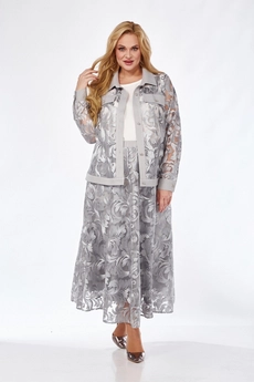 Костюм с юбкой 5125-3 серый Pretty