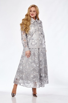 Костюм с юбкой 5125-3 серый Pretty