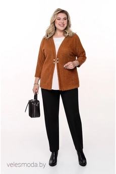 Костюм брючный 629 карамель+черный Pretty