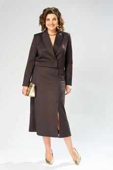 Костюм с юбкой 1013 шоколад Rishelie