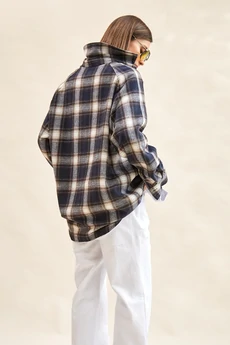 Рубашка 2473 серый меланж + синий Rivoli