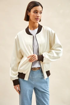 Бомбер 8097 бежевый + коричневый Rivoli