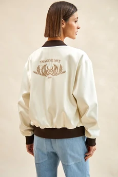 Бомбер 8097 бежевый + коричневый Rivoli