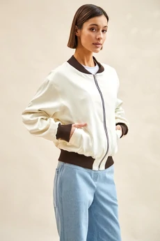 Бомбер 8097 бежевый + коричневый Rivoli