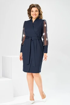 Платье 1-2315 синий + горох Romanovich style