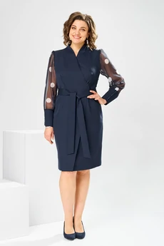 Платье 1-2315 синий + горох Romanovich style