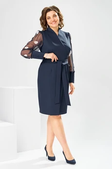 Платье 1-2315 синий + горох Romanovich style