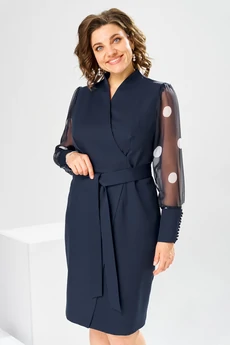 Платье 1-2315 синий + горох Romanovich style