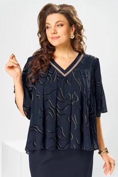 Платье 1-2400 синий флок Romanovich style