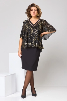 Костюм с платьем 1-2400 черный + золото Romanovich style