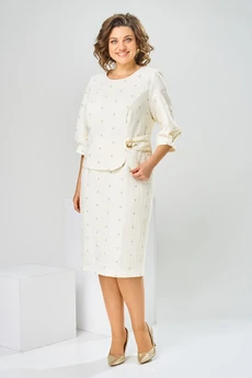 Платье 1-2537 молочный + штрихи Romanovich style