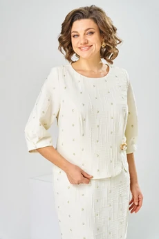 Платье 1-2537 молочный + штрихи Romanovich style