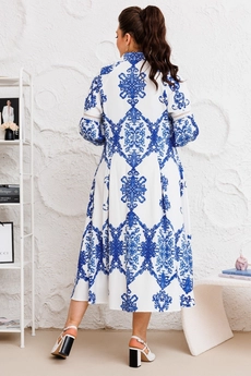 Платье 1-2660 белый + василёк Romanovich style