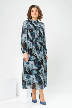 Платье 1-2755 мультиколор чёрный Romanovich style