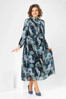 Платье 1-2755 мультиколор чёрный Romanovich style