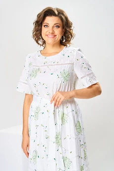 Платье 1-2823 зеленый принт Romanovich style