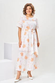 Платье 1-2823 оранжевый принт Romanovich style