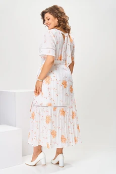 Платье 1-2823 оранжевый принт Romanovich style