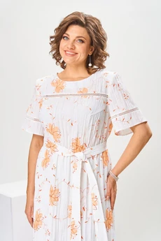 Платье 1-2823 оранжевый принт Romanovich style