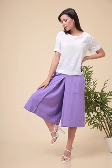 Костюм брючный 2-1971 белый + сирень Romanovich style