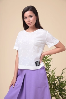 Костюм брючный 2-1971 белый + сирень Romanovich style