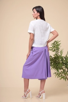 Костюм брючный 2-1971 белый + сирень Romanovich style