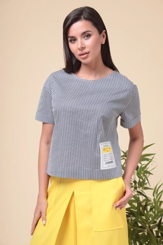 Костюм брючный 2-1971 полоска + желтый Romanovich style