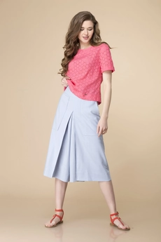 Костюм брючный 2-1971 коралл + голубой Romanovich style